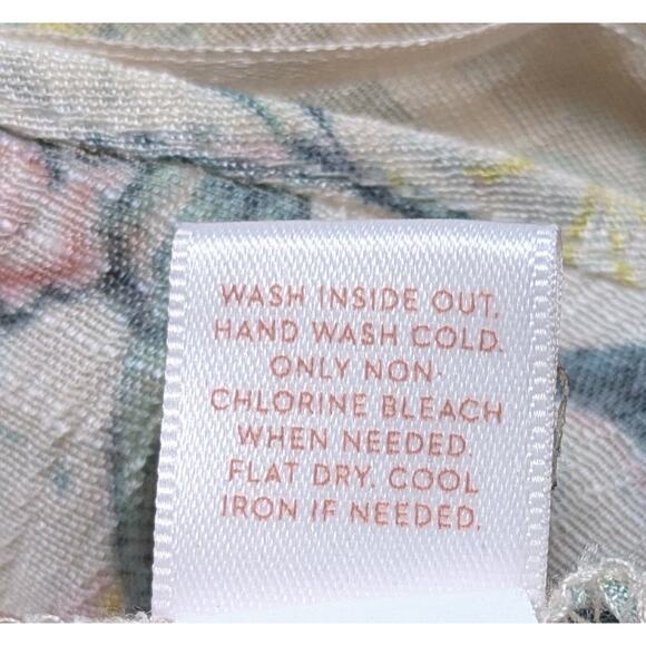 Lauren Conrad Sheer Gauzy Floral Trumpet Sleeve Blouse High Low Split Back Large - Picture 12 of 12